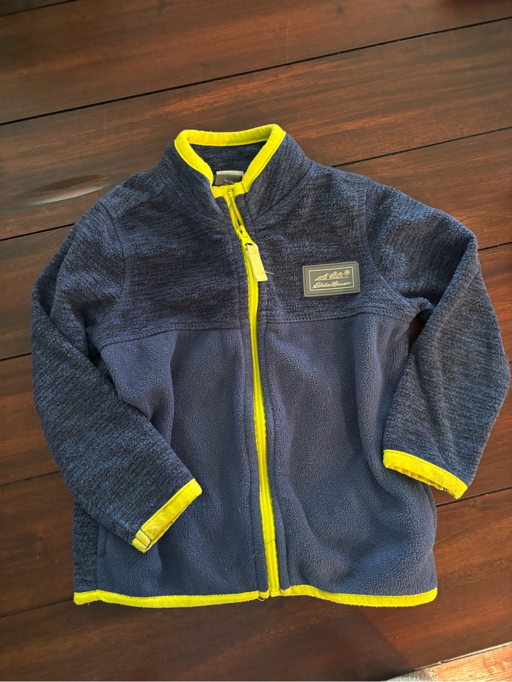 Eddie Bauer Navy Fleece Jacket with Yellow Trim